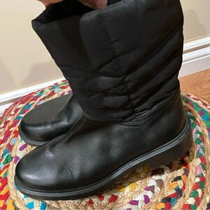 NWOT  Aquatalia Lori Weatherproof Tech Nylon Leather Black Boots